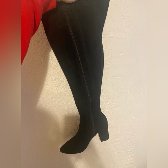 Wide Calf Black Suede Over the Knee Boots - Picture 3 of 9